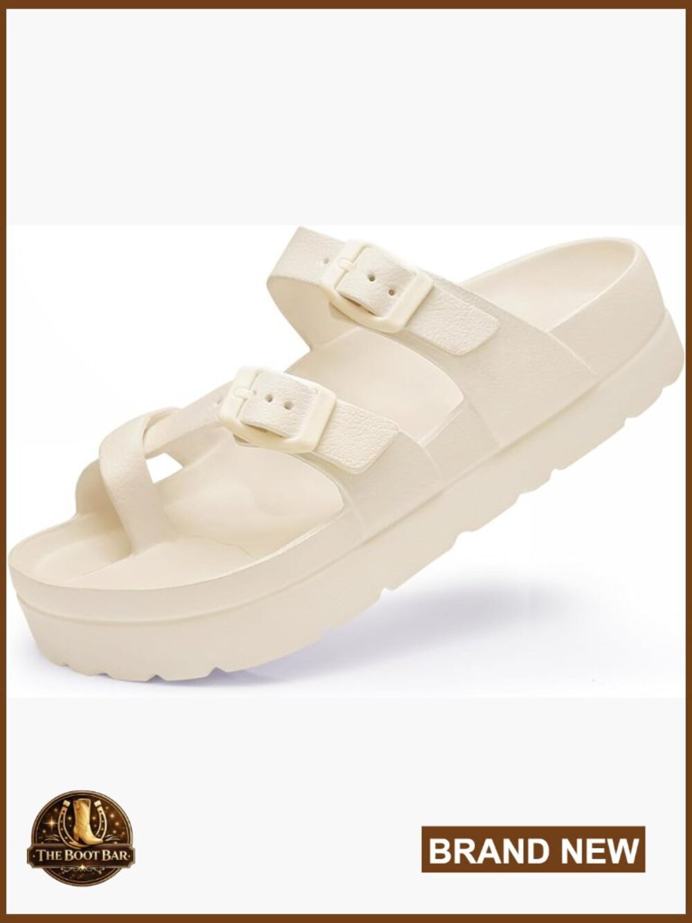 Women's Platform Sandals with Arch Support, Adjustable Buckle Slides
